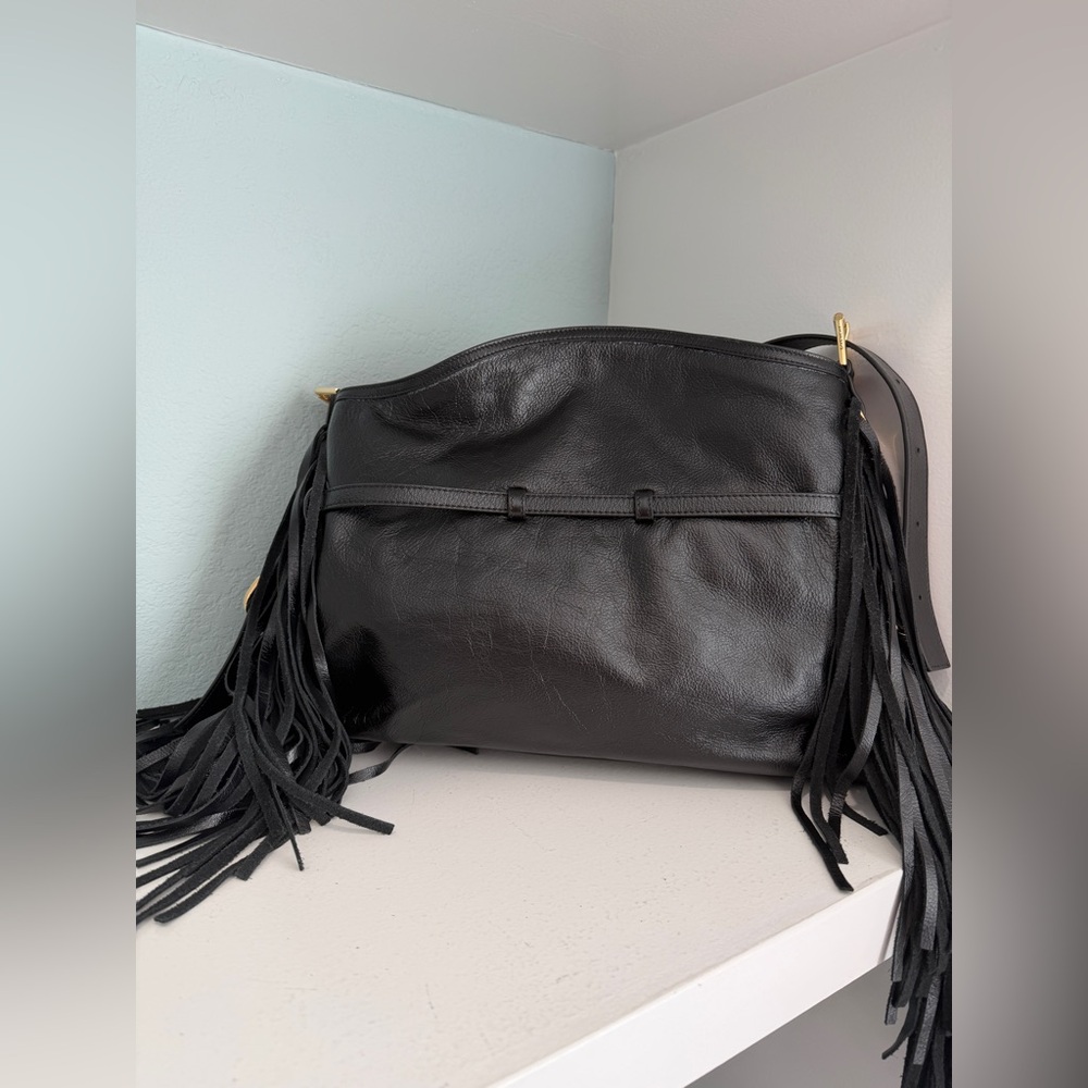Givenchy Medium Voyou Fringe Leather Hobo Bag NEW Black Gold - Picture 13 of 15